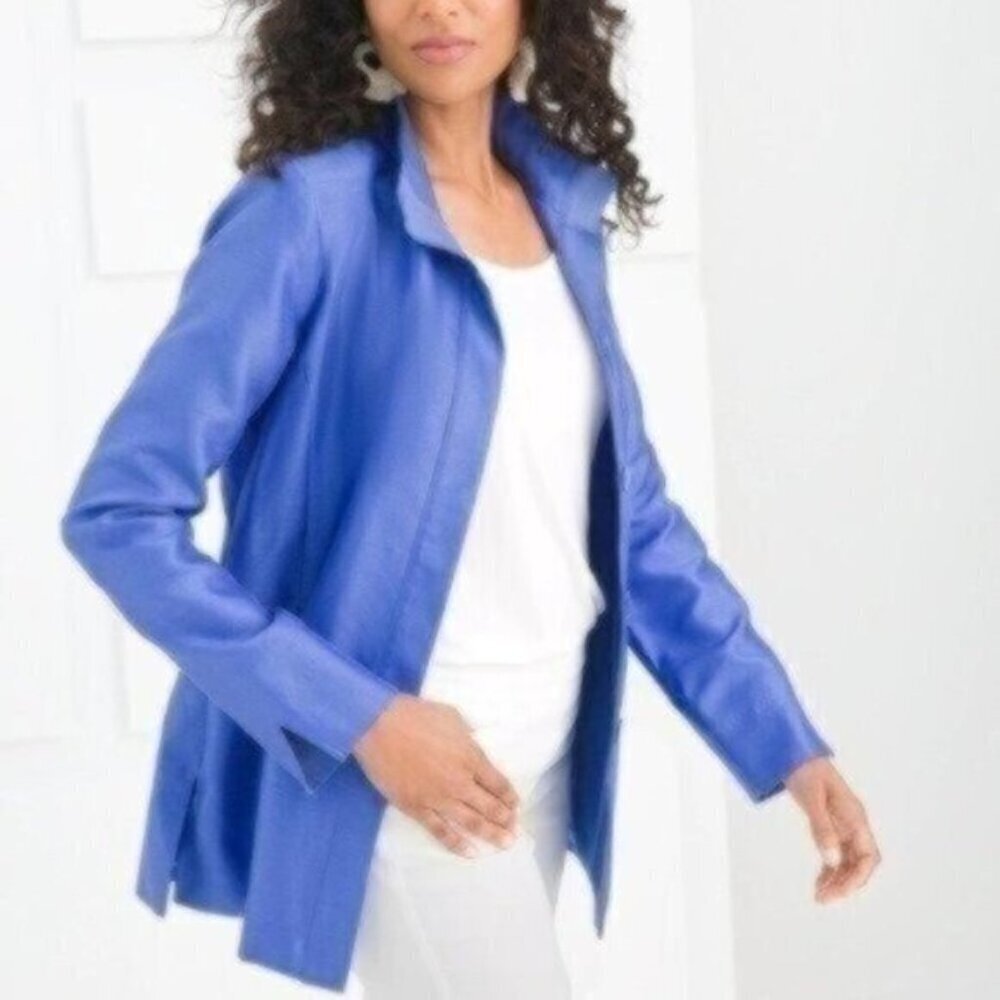 NWOT Chico's Shantung Jacket - Amparo Blue